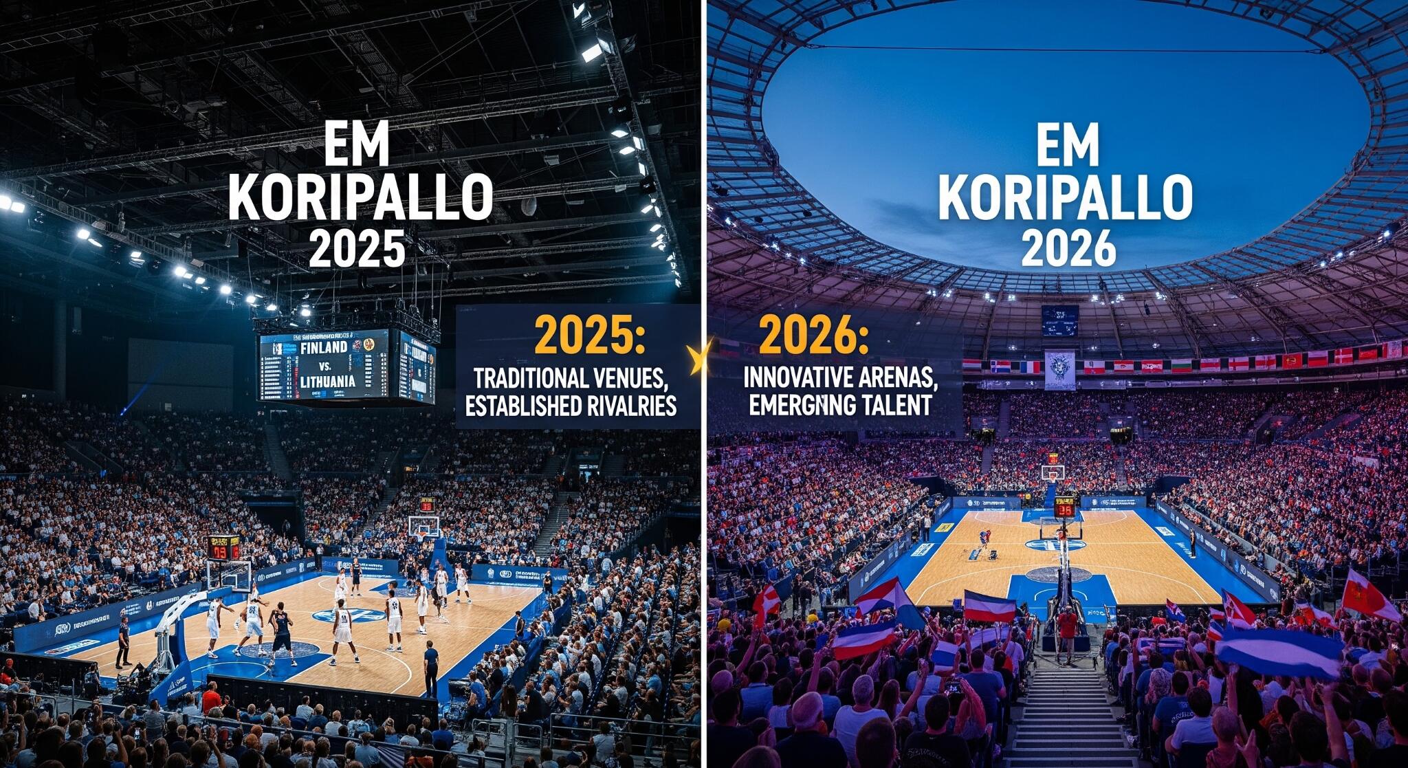 EM koripallo 2025: tulokset ja huippuhetket – vertailu vuoden 2026 turnaukseen